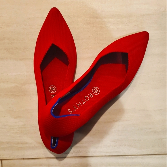 Rothy's The Point in Chili Red Flats - Picture 1 of 5